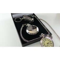 Silver Plated Coach Pocket Watch And Keyring Silver Plated Coach Pocket Watch And Keyring
